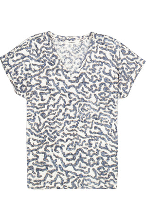 T-shirt Garcia à col en V et imprimé vagues dévorées