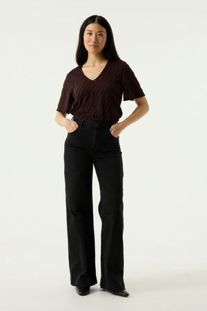 Garcia Brown T-Shirt with Wavy Stiching
