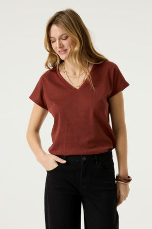 Garcia Metallic Yarn Chili Bush V-Neck T-Shirt