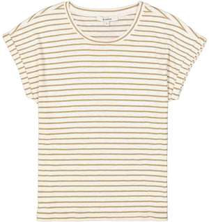 T-shirt à rayures Garcia pour femme avec manches retroussées