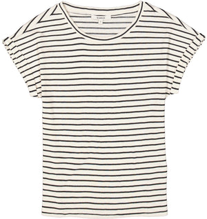 T-shirt à rayures Garcia pour femme avec manches retroussées