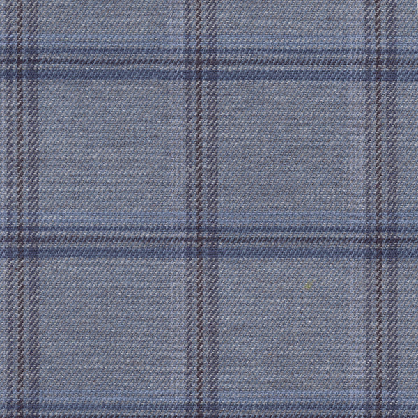 Leo Chevalier Brushed Cotton Denim Check Long Sleeve Shirt