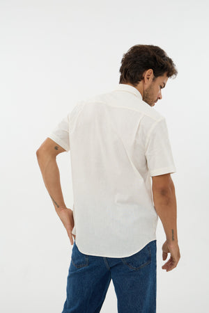 Chemise unie en lin effet slub Leo Chevalier