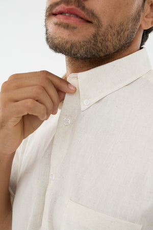Chemise unie en lin effet slub Leo Chevalier