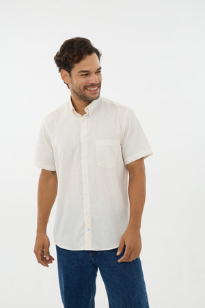 Chemise unie en lin effet slub Leo Chevalier