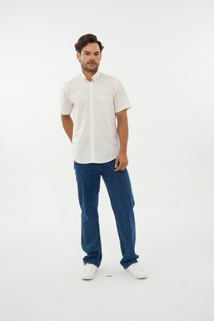 Chemise unie en lin effet slub Leo Chevalier