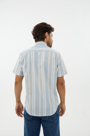 Leo Chevalier Striped Linen Look Shirt