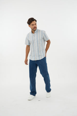 Leo Chevalier Striped Linen Look Shirt