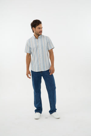 Leo Chevalier Striped Linen Look Shirt