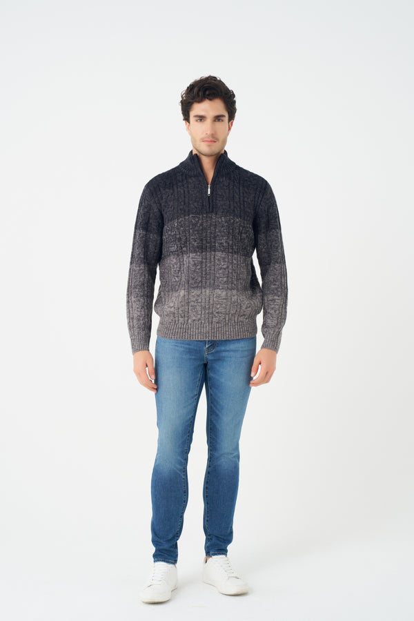 Leo Chevalier Cable Gradient 1/4 Zip Mock Sweater