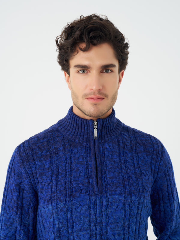 Leo Chevalier Cable Gradient 1/4 Zip Mock Sweater