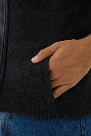 Léo - Veste zippée pour homme en coton et acrylique texturé avec col polo