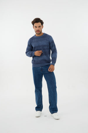 Leo Chevalier Navy Gradient Crew Neck Sweater