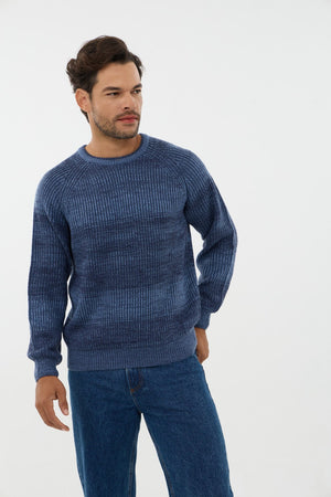 Leo Chevalier Navy Gradient Crew Neck Sweater