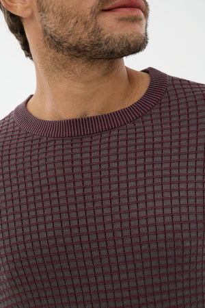 Leo - Pull homme col rond en coton et acrylique à texture bicolore
