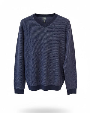 Leo Chevalier V neck Birdseye Blue Sweater
