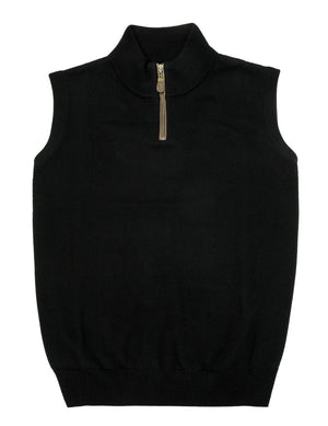 Pull col montant zippé 1/4 pour homme, sans manches, uni