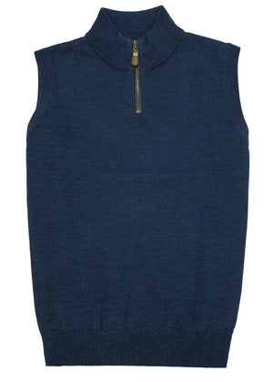 Pull col montant zippé 1/4 pour homme, sans manches, uni