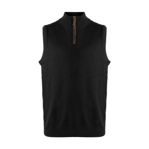 Pull col montant zippé 1/4 pour homme, sans manches, uni