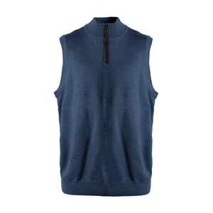 Pull col montant zippé 1/4 pour homme, sans manches, uni