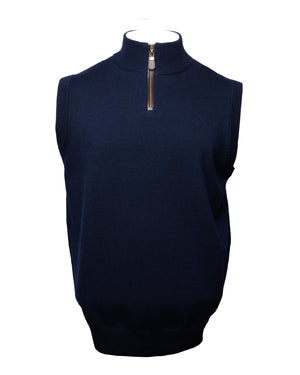 Pull col montant zippé 1/4 pour homme, sans manches, uni