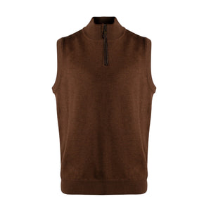 Pull col montant zippé 1/4 pour homme, sans manches, uni