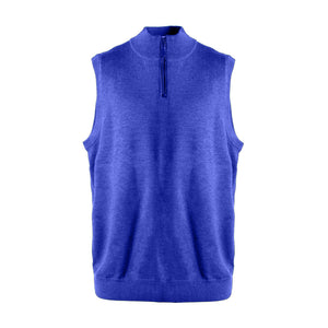 Pull col montant zippé 1/4 pour homme, sans manches, uni