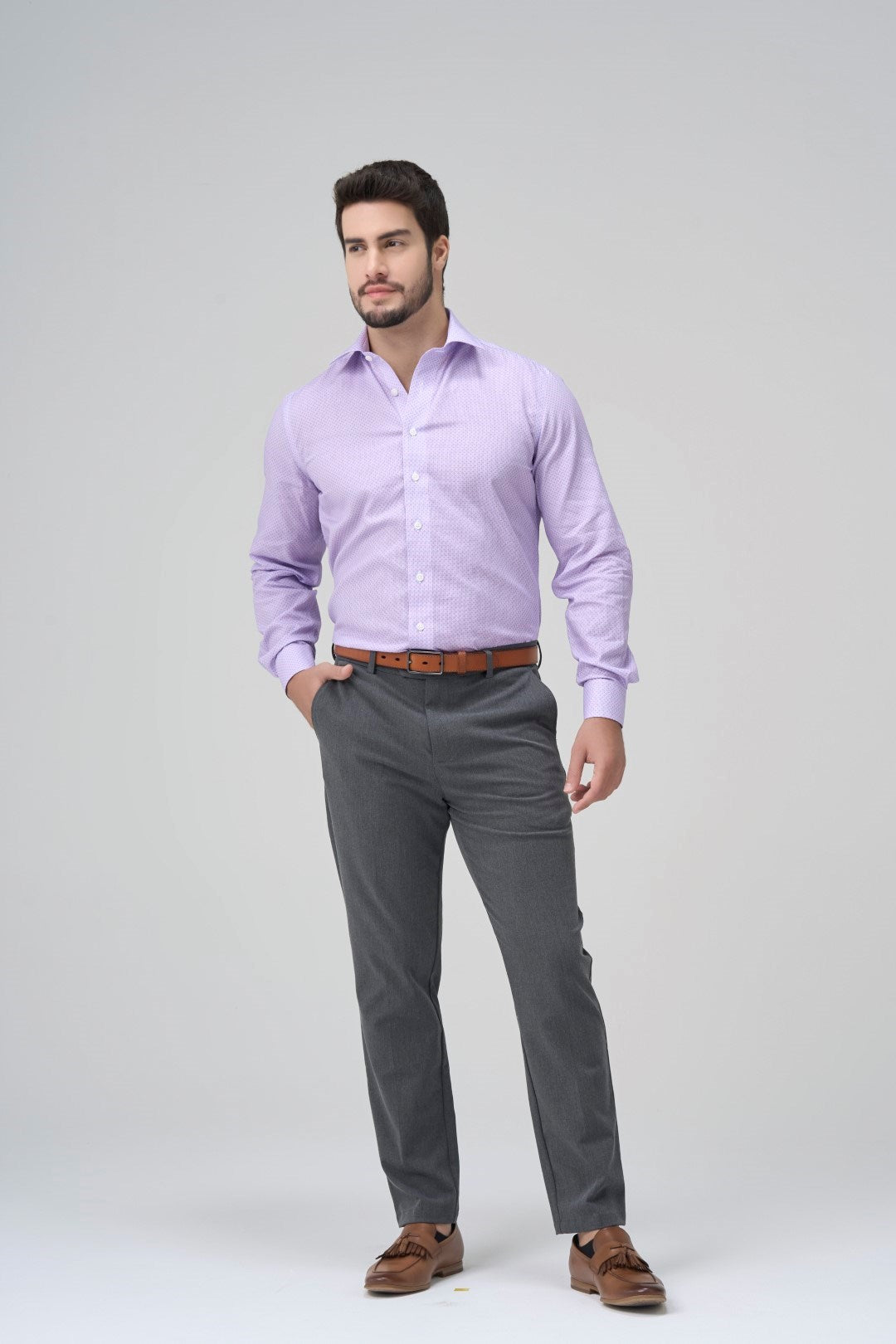 mauve dress shirt Warm Cotton Corduroy Button-Down 70" / Petite (5'1" and below) Narrow through the shoulders Hugo Boss Sharp Fit Men's