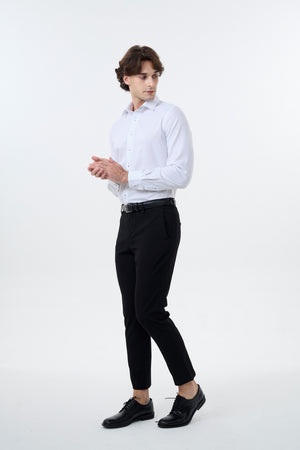 Leo Chevalier Fitted Cotton Spandex Non-Iron Small Dot Dress Shirt