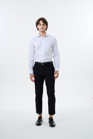 Leo Chevalier Fitted Cotton Spandex Non-Iron Small Dot Dress Shirt