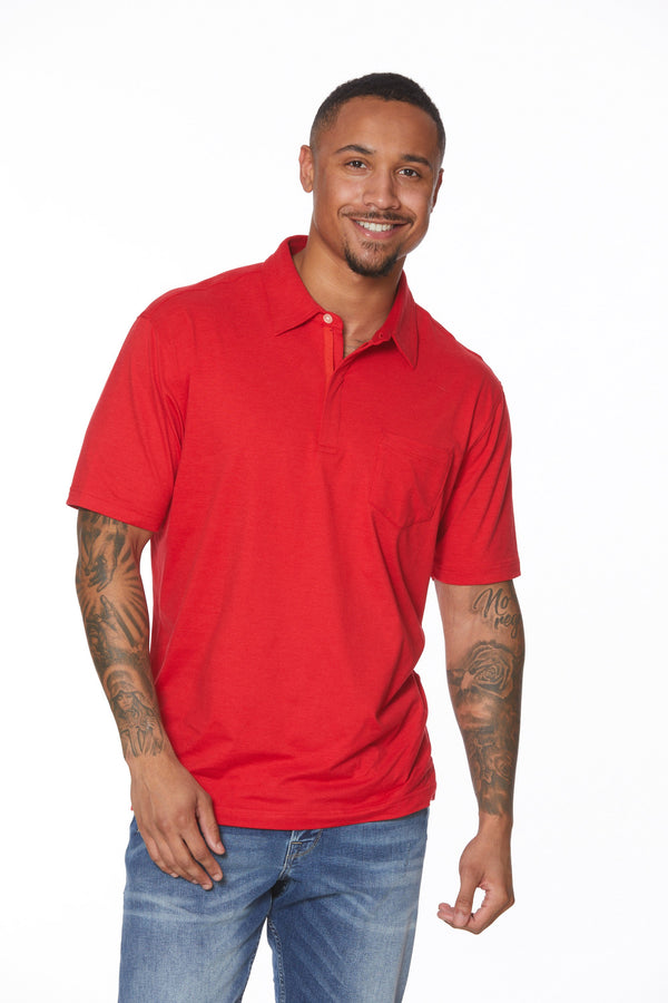 Heather Performance Polo with Pocket