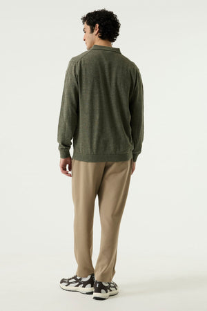 Garcia Knitted Olive Green Polo Sweater