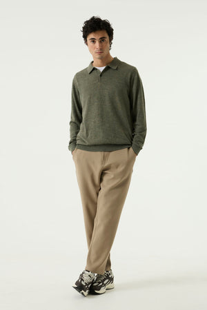 Garcia Knitted Olive Green Polo Sweater