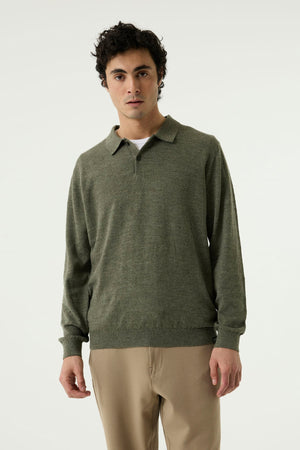 Garcia Knitted Olive Green Polo Sweater