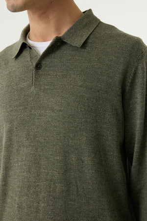 Garcia Knitted Olive Green Polo Sweater