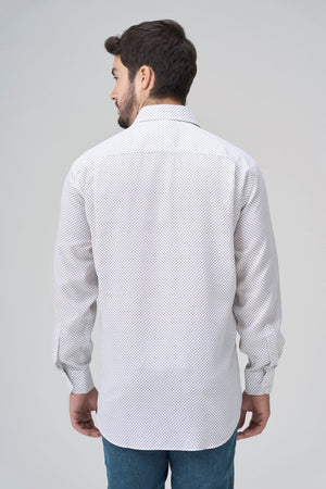 Chemise habillée 100 % coton à pois noirs Leo Chevalier sans repassage