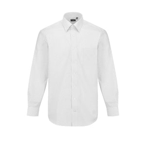 Chemise habillée 100 % coton à pois noirs Leo Chevalier sans repassage