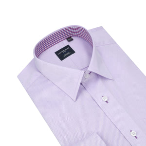 Leo Chevalier 100% Cotton Mauve Jaquard Non-Iron Dress Shirt
