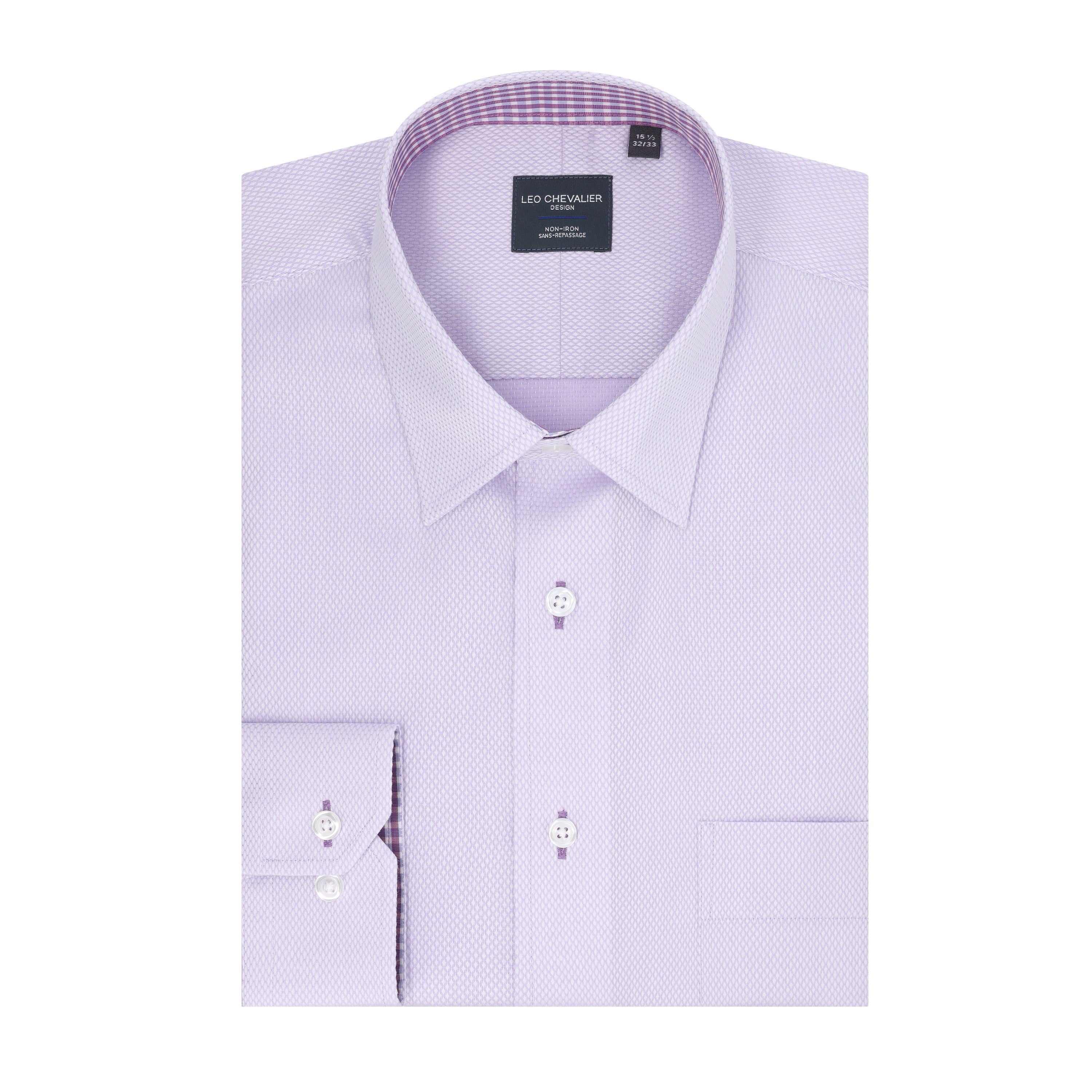 Leo Chevalier 100% Cotton Mauve Jaquard Non-Iron Dress Shirt
