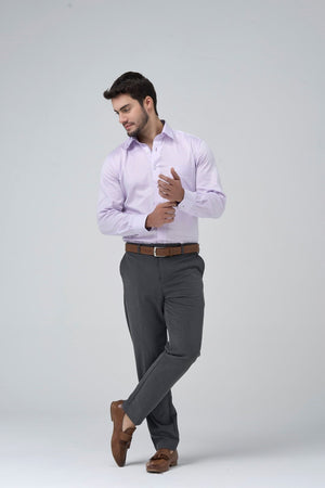 Leo Chevalier 100% Cotton Mauve Jaquard Non-Iron Dress Shirt