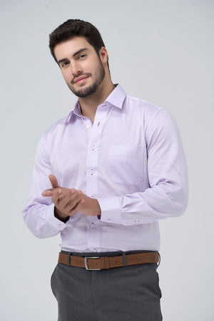 Leo Chevalier 100% Cotton Mauve Jaquard Non-Iron Dress Shirt