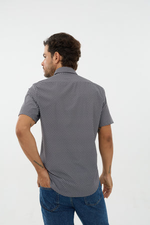 Chemise à manches courtes en maille extensible pour homme