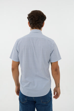 Chemise à manches courtes en maille extensible pour homme