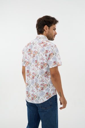 Chemise à manches courtes en maille extensible pour homme