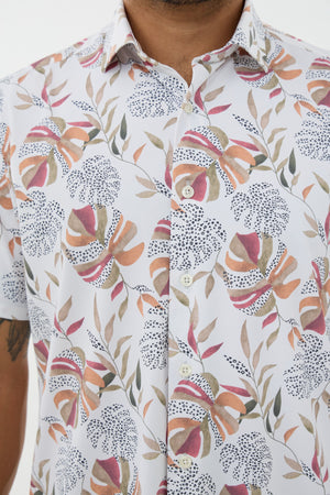 Chemise à manches courtes en maille extensible pour homme