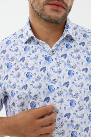Leo Chevalier Light Jungle Print Performance Stretch Knit Shirt