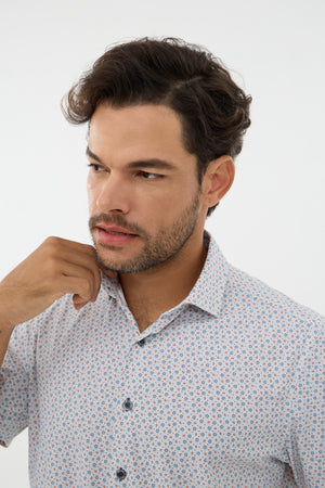 Chemise à manches courtes en maille extensible pour homme