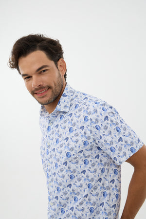 Leo Chevalier Light Jungle Print Performance Stretch Knit Shirt