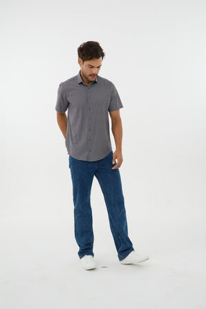 Chemise à manches courtes en maille extensible pour homme