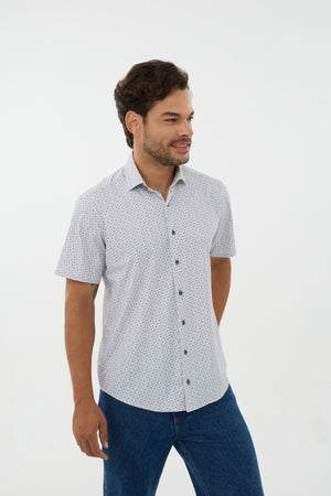 Chemise à manches courtes en maille extensible pour homme